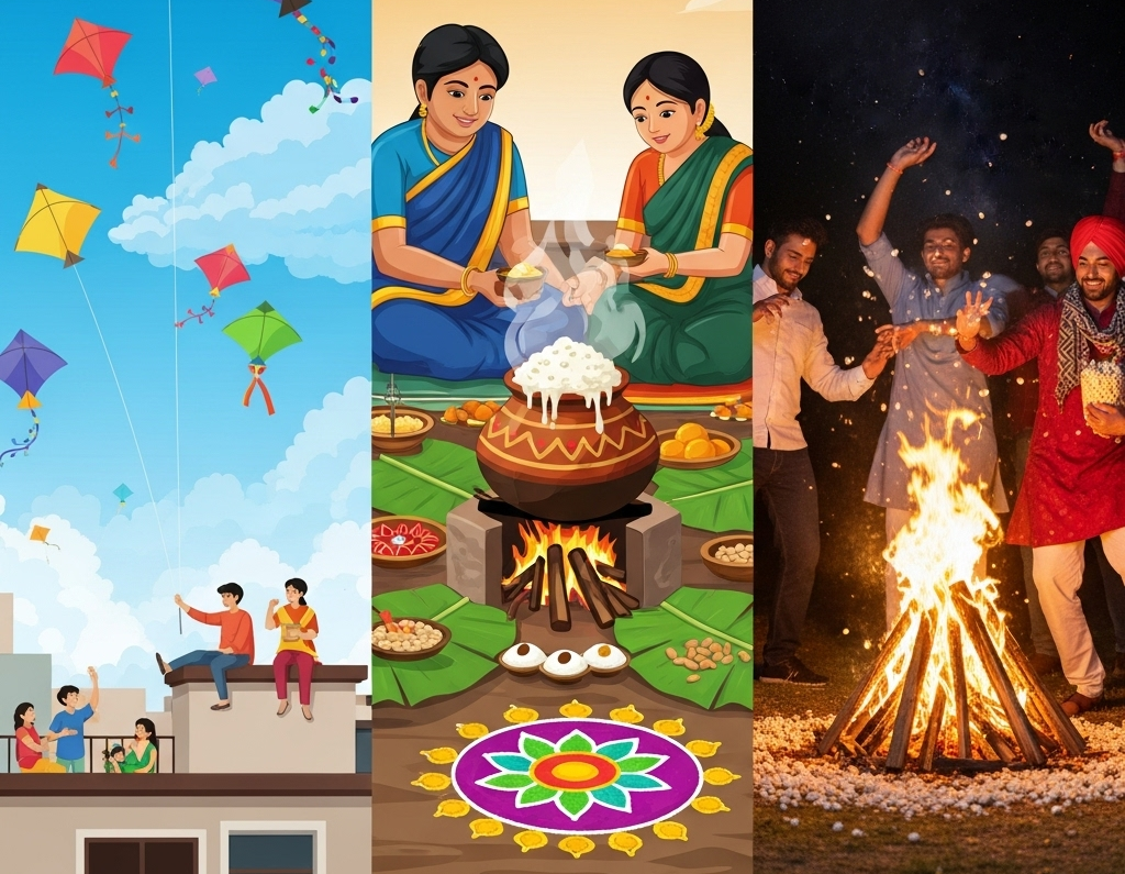 Happy Makar Sankranti, Pongal, and Lohri Celebration